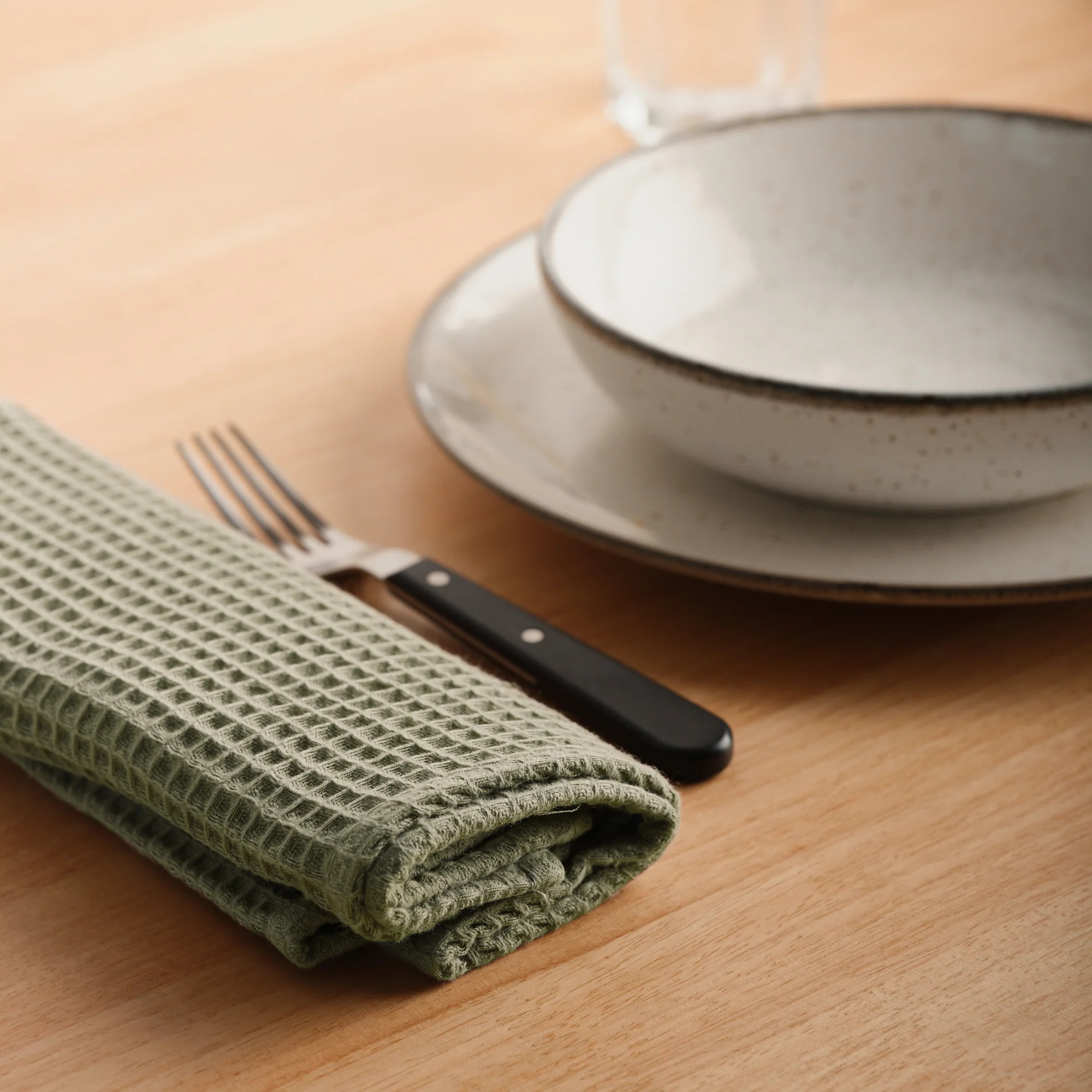 Pack 2 serviette Waffle Sauge du désert 45x45 cm
