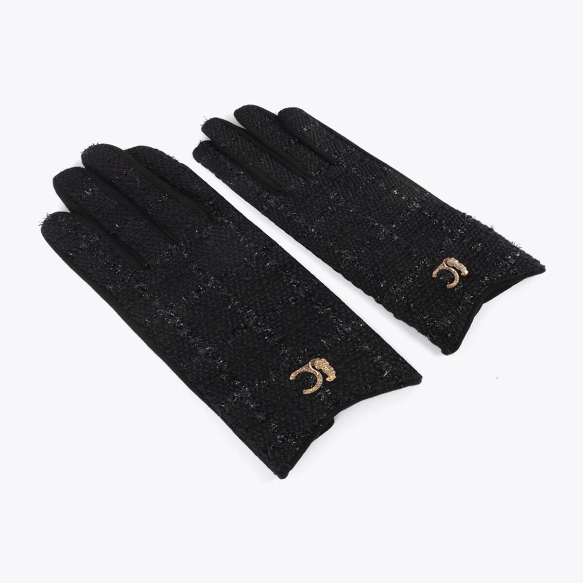 Guanti combinati in tweed