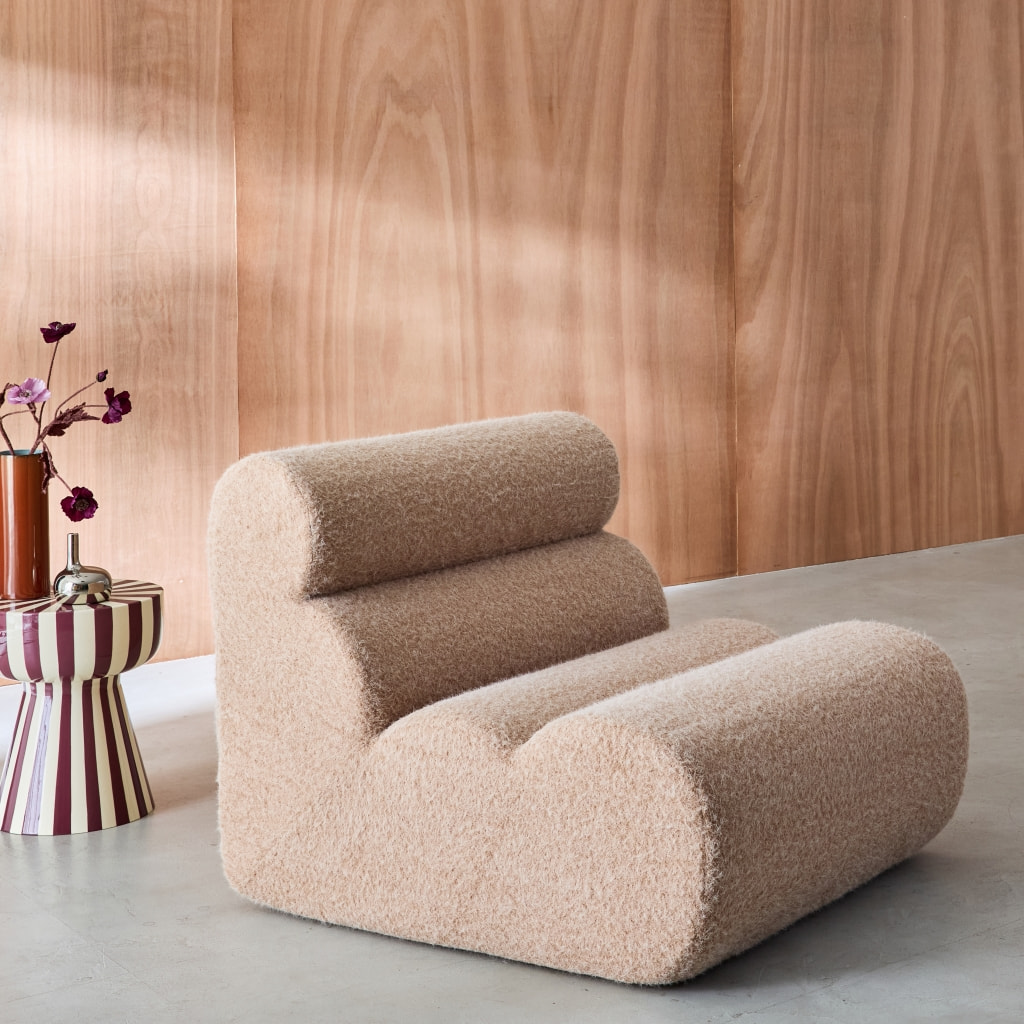 Chauffeuse tissu effet alpaca beige 1 place - L 81 x P 99 x H 75cm - Nova