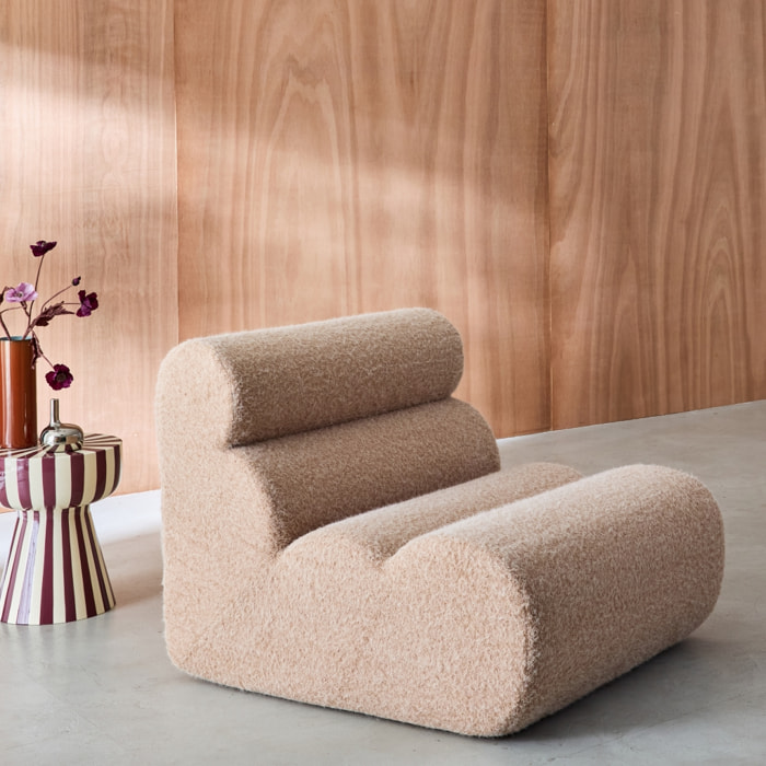 Chauffeuse tissu effet alpaca beige 1 place - L 81 x P 99 x H 75cm - Nova