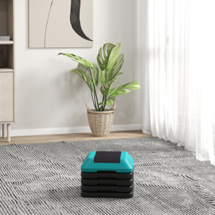 Stepper aerobic fitness réglable 5 niveaux H.10/15/20/25/30 cm max. 150 Kg turquoise noir