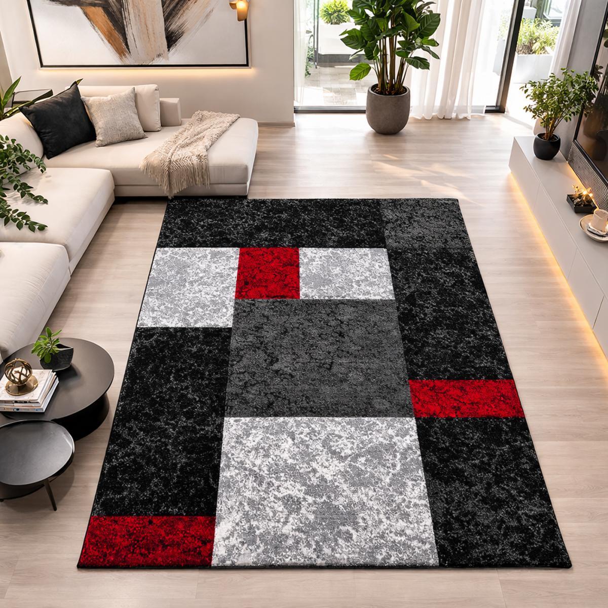 Tapis salon et chambre tissé motif géométrique MEHU