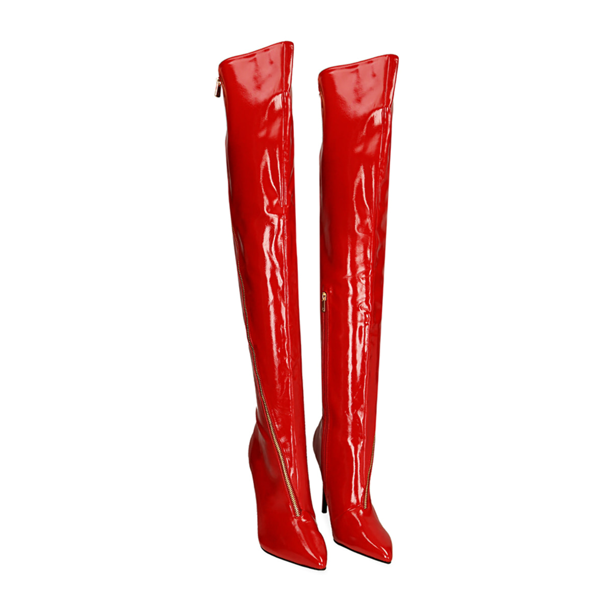 Botas altas de naplack rojo, tacón 10,5 cm