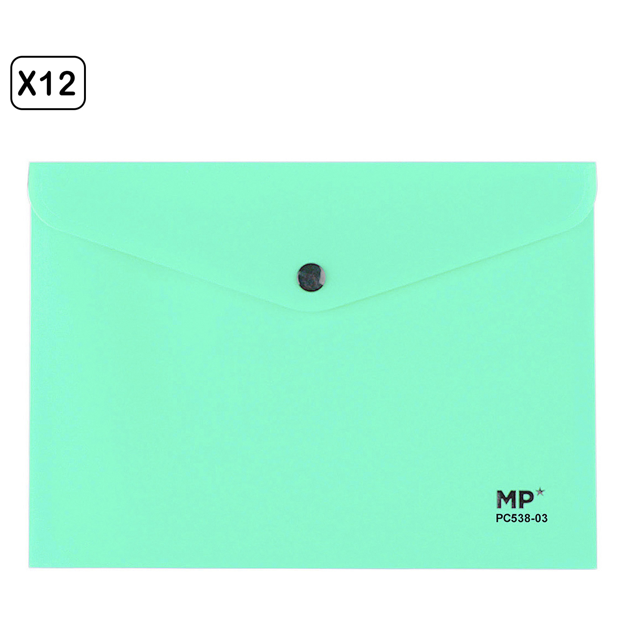 PACK 12 UNIDADES CARPETA SOBRE CIERRE BOTÓN A5 TURQUESA
