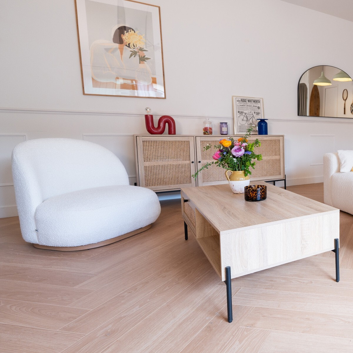 Fauteuil en tissu bouclette - COLETTE