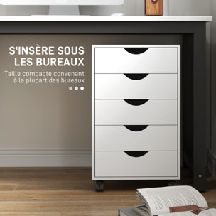 Caisson bureau 5 tiroirs mobile dim. 40x40x67cm blanc