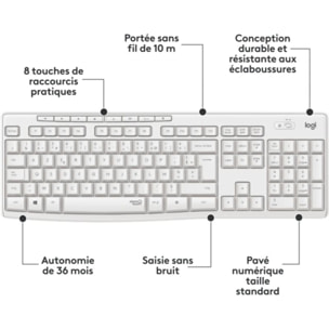 Pack LOGITECH MK295 Silent Wireless Combo White