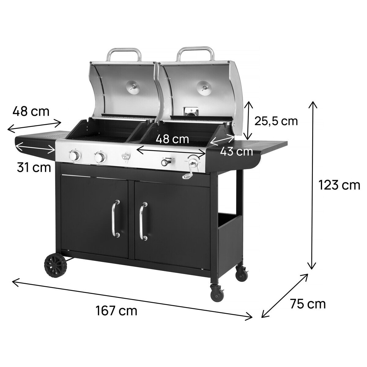 Barbecue gaz et charbon 2 en 1 en métal "Western" - Noir