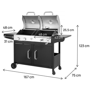 Barbecue gaz et charbon 2 en 1 en métal "Western" - Noir