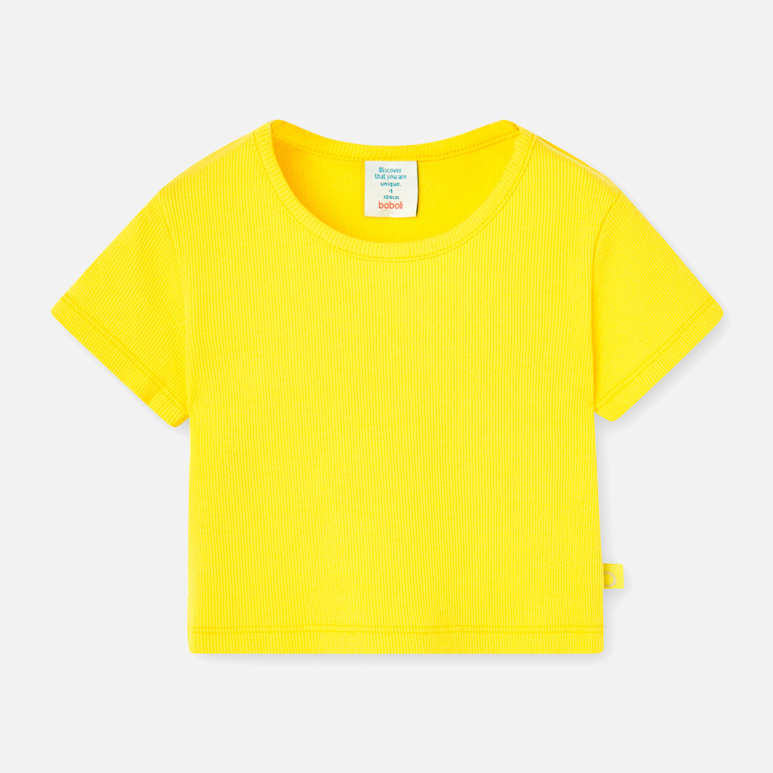 Camiseta niÃ±a, canalÃ© lisa, mangas cortas, amarillo