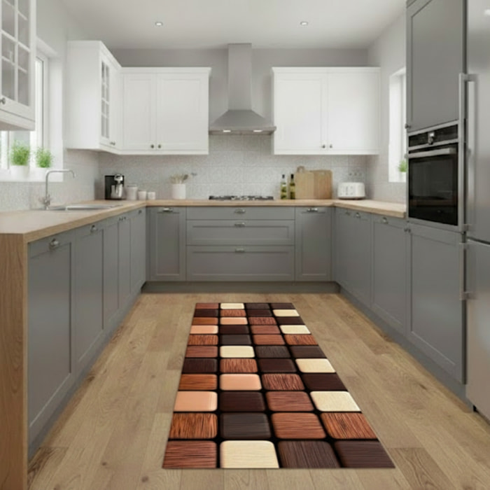 CASSESE HOME Passatoia/Tappeto Bordato in Poliestere con Retro Antiscivolo in PVC Made in Italy_Dec.1151