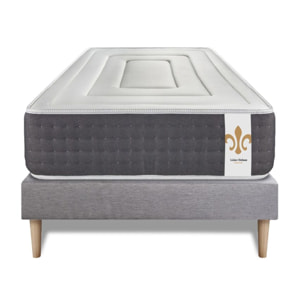 Ensemble Matelas Vingt-Six - 26cm - Ressorts ensachés et mémoire de forme - Confort 5? - Sommier Tapissier Gris
