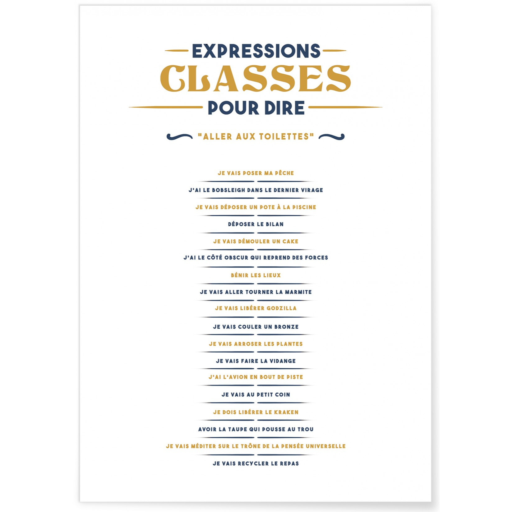 Affiche Expressions classes pour dire 'Je vais aux toilettes'