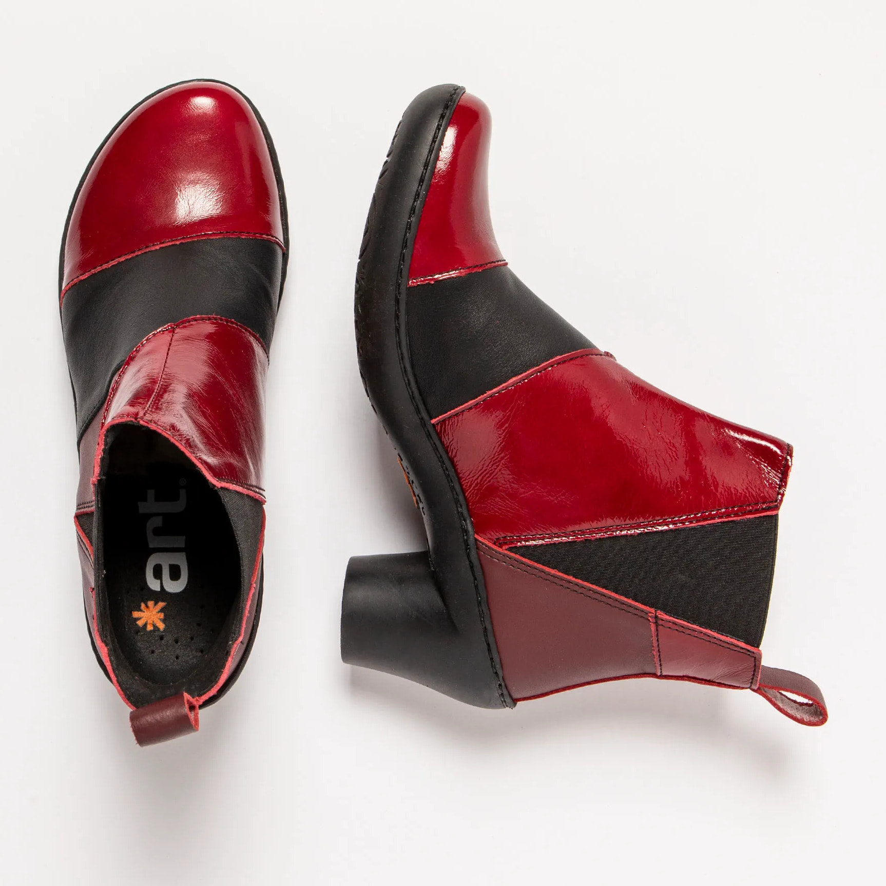 Botines con tacón 1453 MULTI LEATHER RED-BLACK/ ALFAMA color Red-black