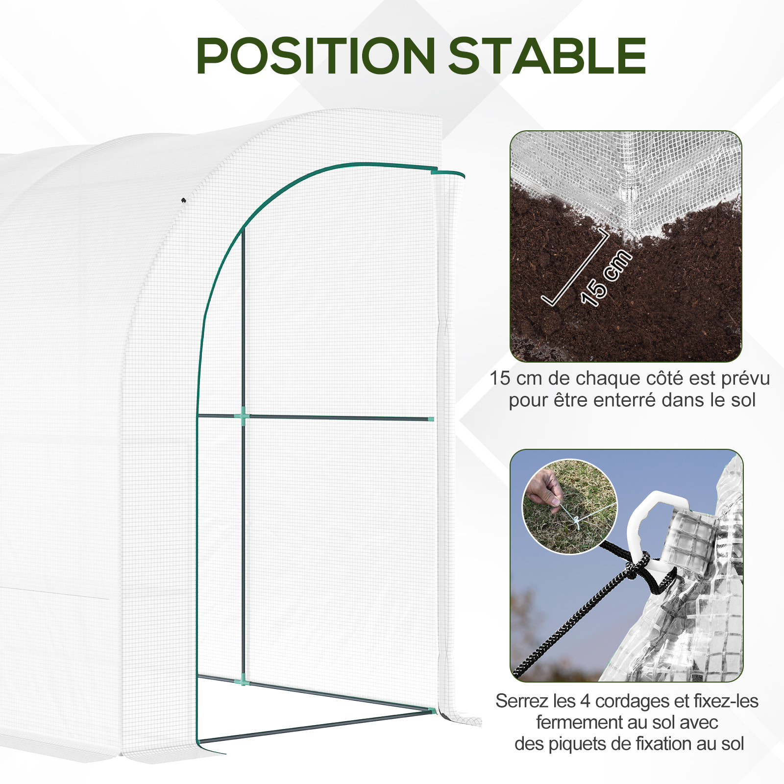 Serre de jardin adossée 2 étagères incluses porte fenêtre blanc