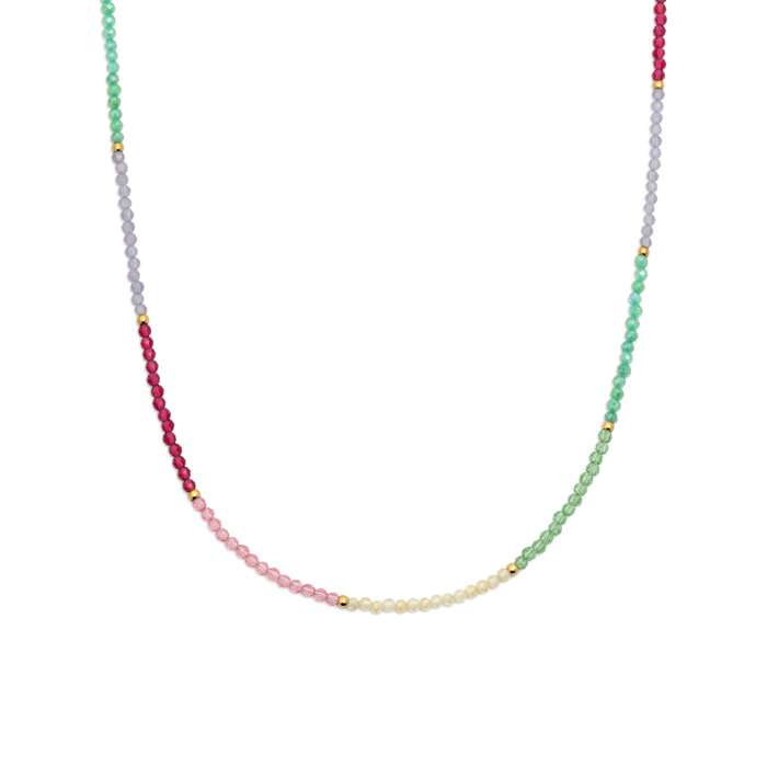 Collar Dye Dots Pastel Acero Baño Oro