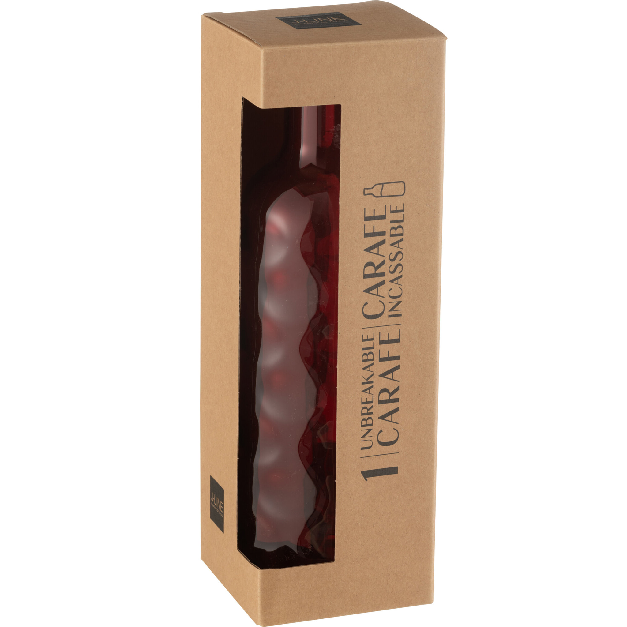 J-Line bouteille Martelée - plastique - rouge - boîte cadeau