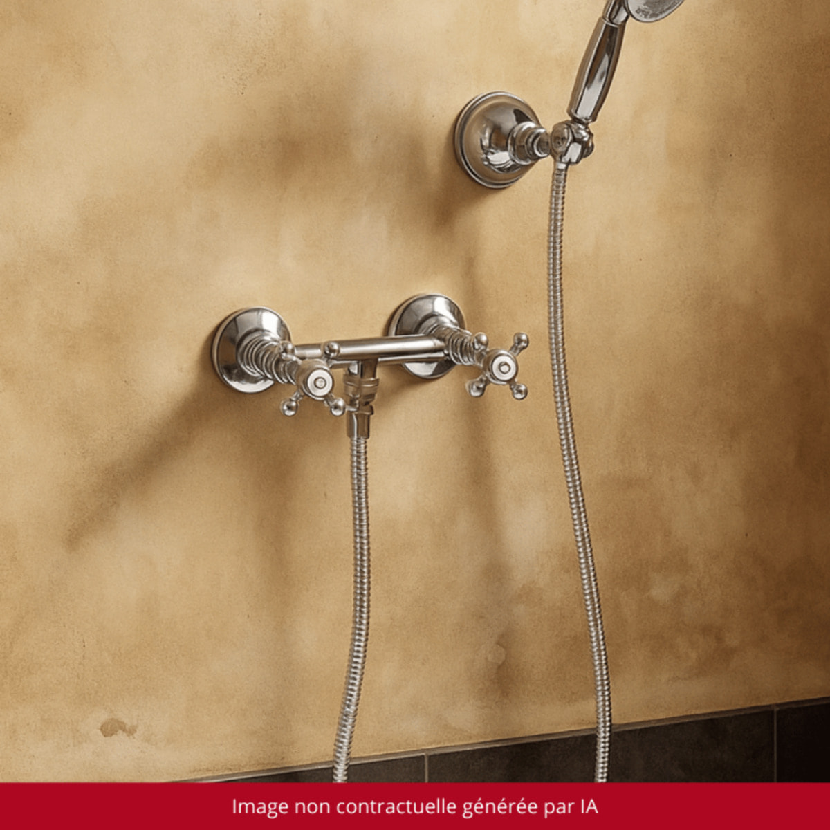 Mélangeur douche + flexible + douchette + support PAINI Tiffany Chromé