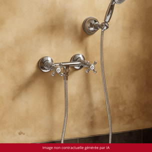 Mélangeur douche + flexible + douchette + support PAINI Tiffany Chromé