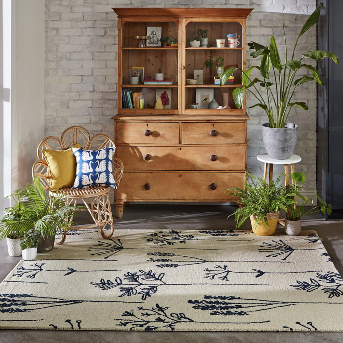 Tapis salon et chambre fait à la main en laine motif floral CHICDOUK