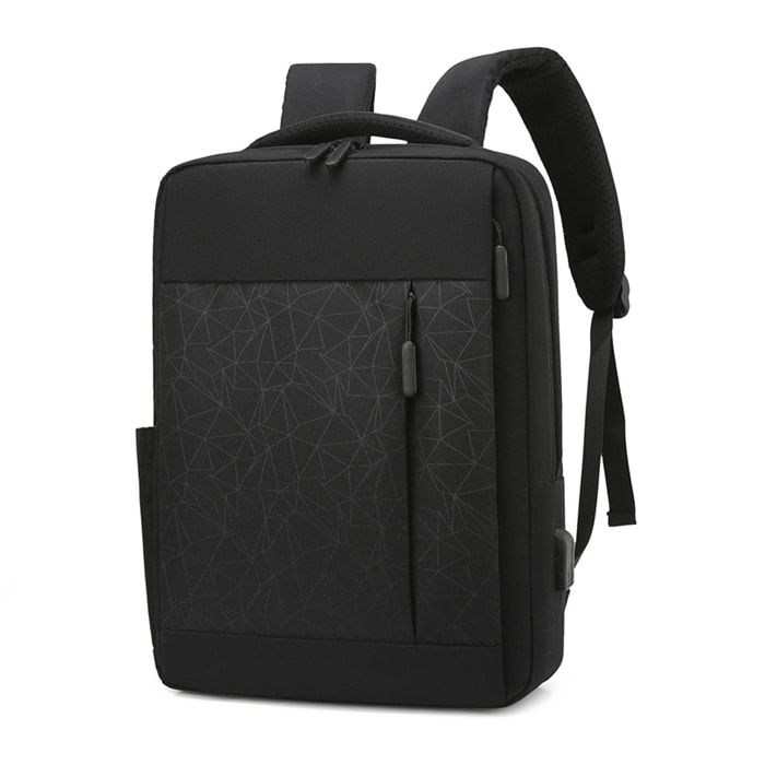 DAM Mochila para Laptop con interfaz de carga USB. 30x11x42 Cm. Color: Negro