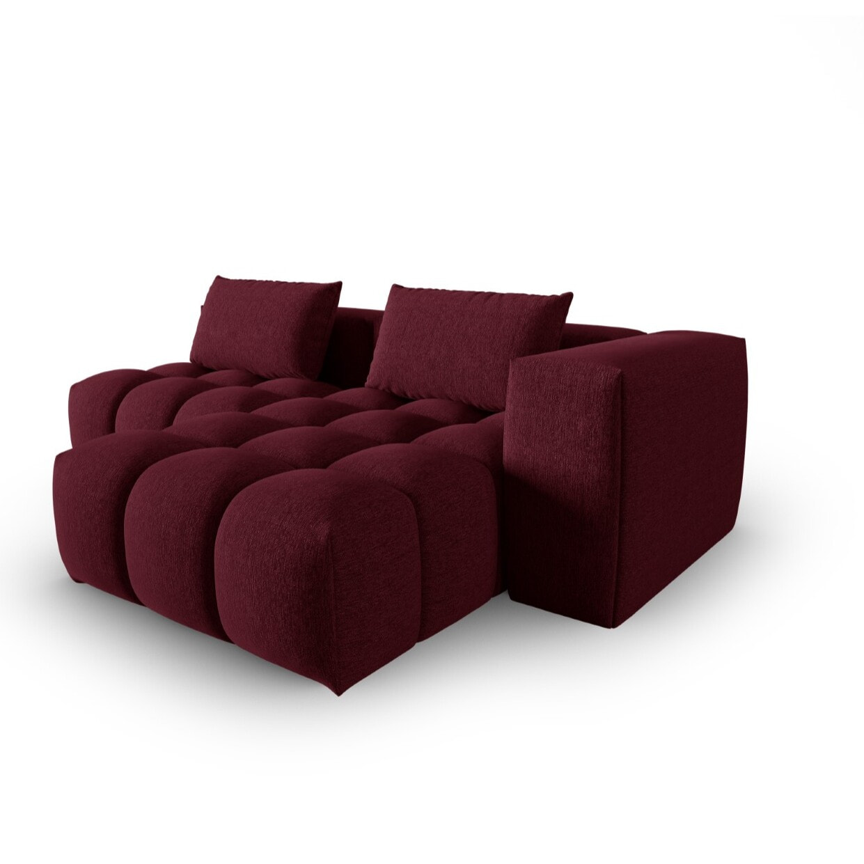 Canapé d'angle droit modulable "Lorella" 3 places en tissu structurel bordeaux