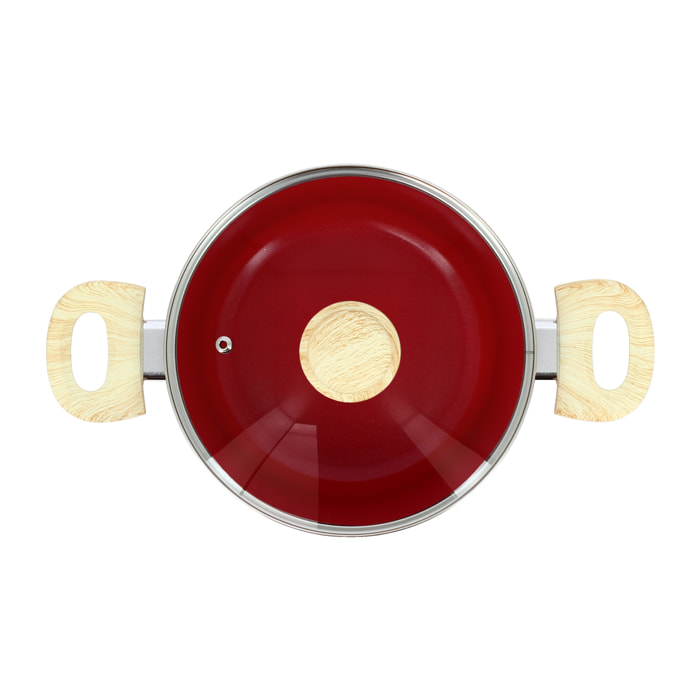 Faitout en revêtement céramique 20cm rouge - tous feux COLORAMA