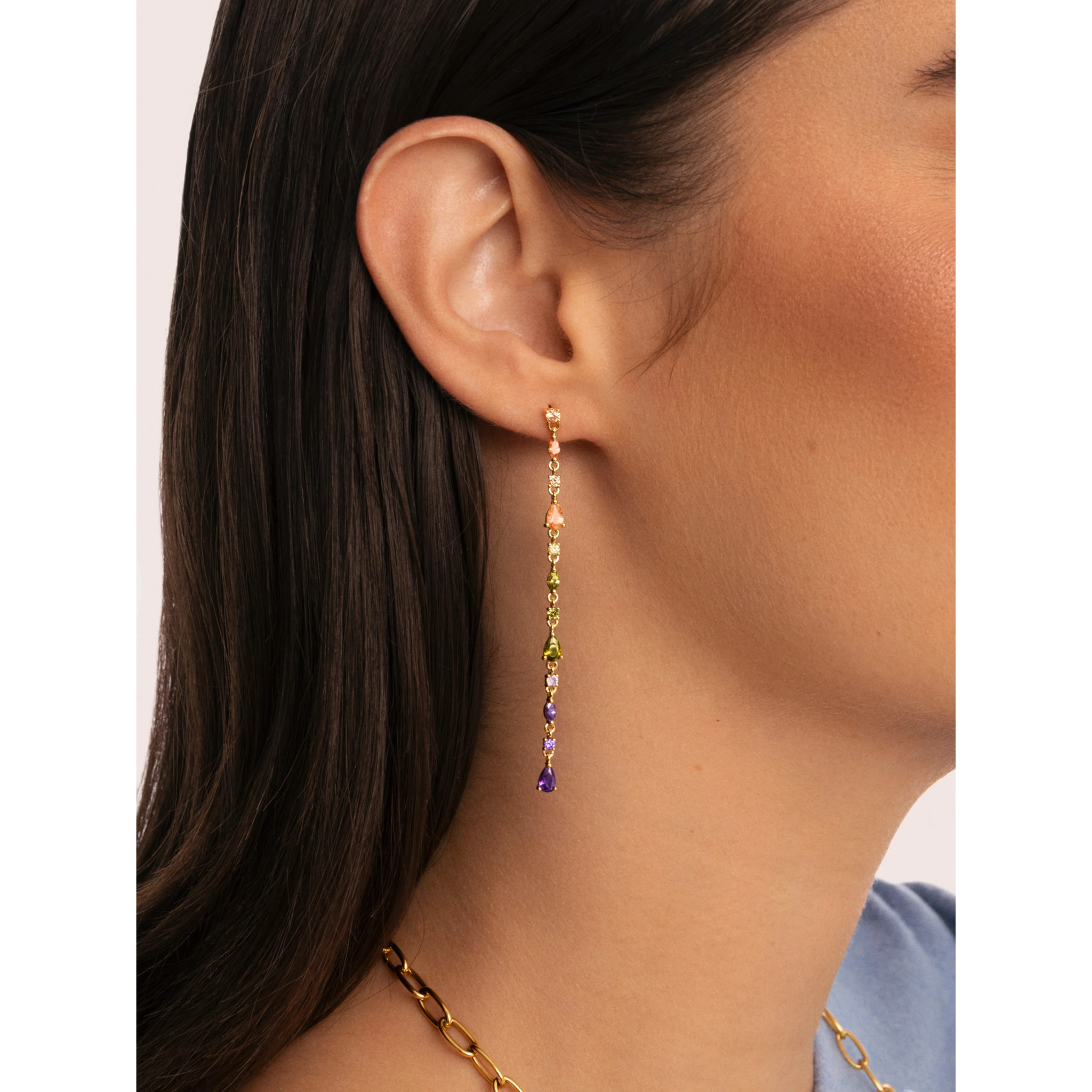 Pendientes Cascade Glam Baño Oro