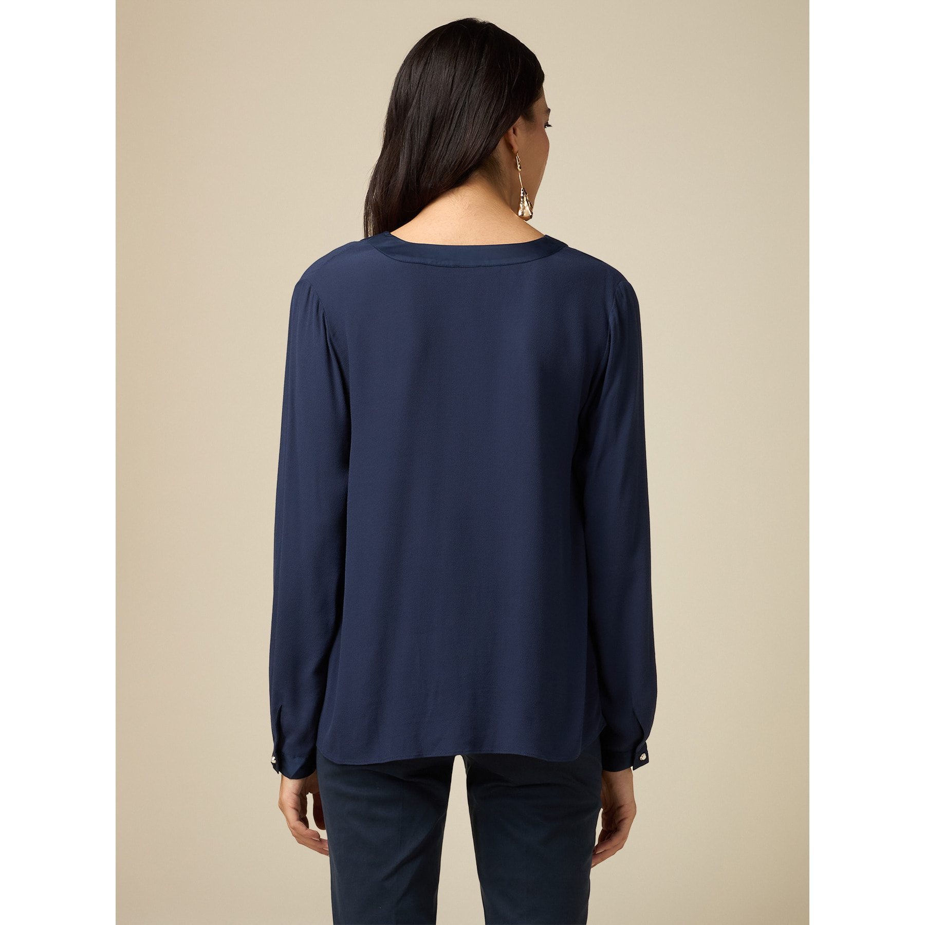 Oltre - Blusa in viscosa crêpe - Blu