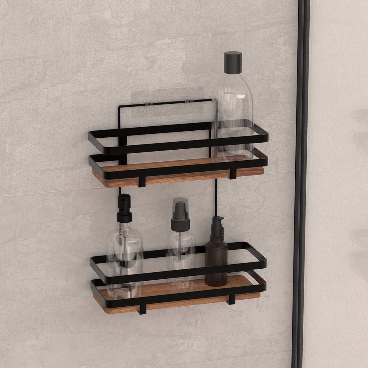 Serviteur de douche "Blackacia" 2 niveaux en acacia