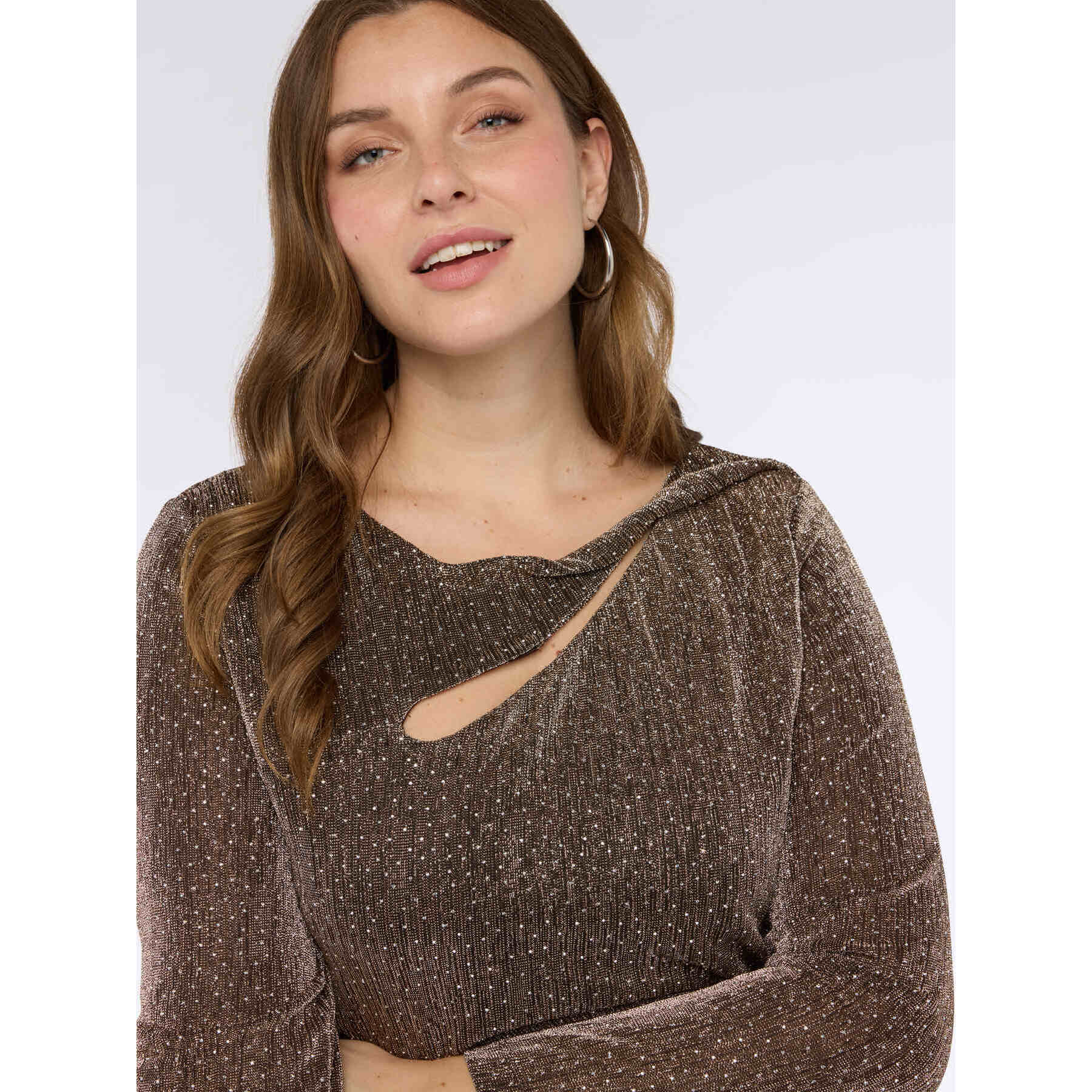 Fiorella Rubino - T-shirt in jersey con strass - Marrone