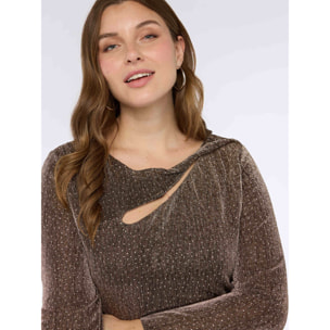 Fiorella Rubino - T-shirt in jersey con strass - Marrone