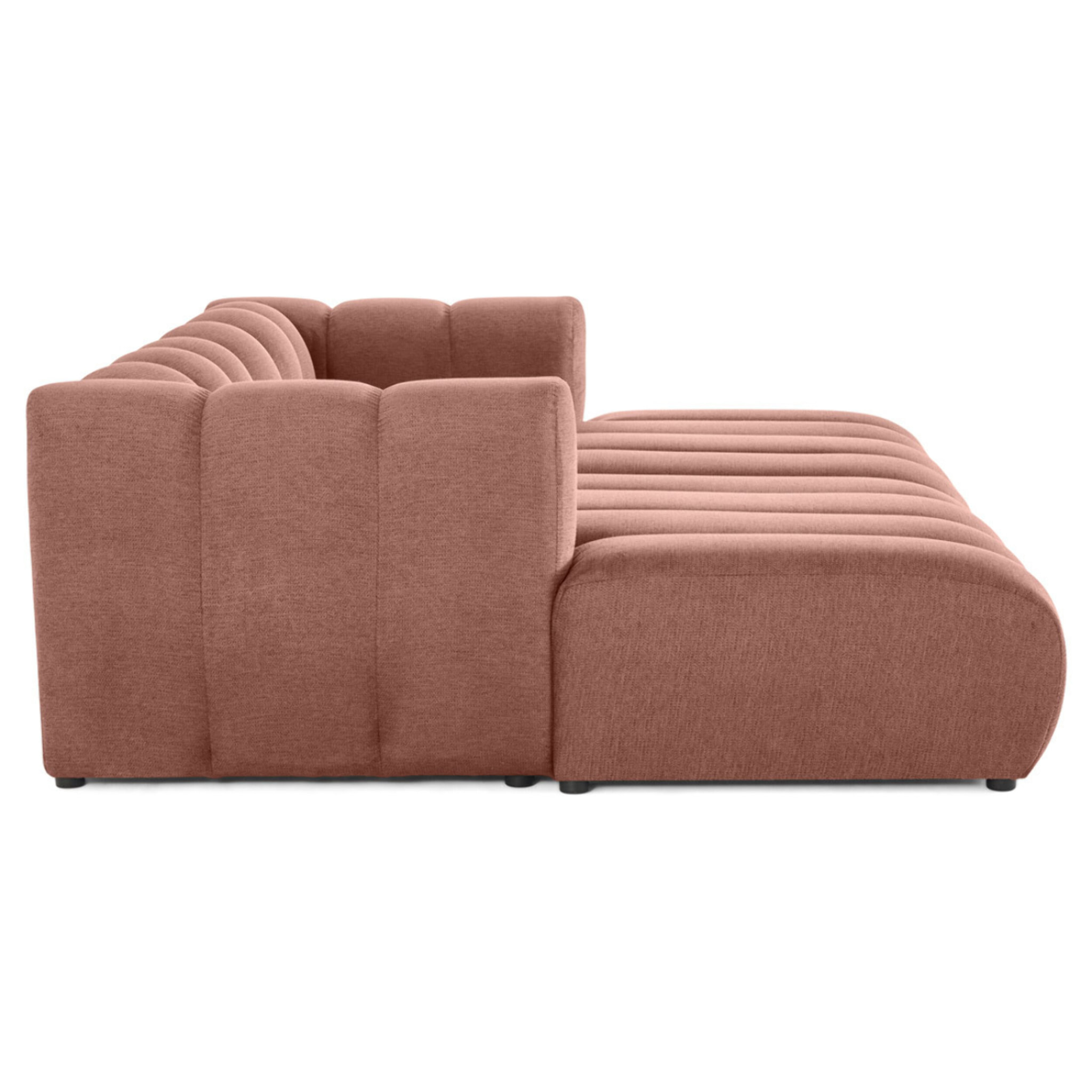 Debbie - canapé modulable droit 3 places avec double méridienne - assise profonde - en tissu texturé - Rose
