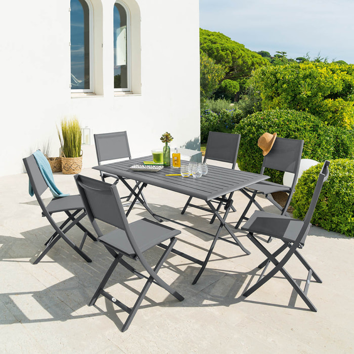 Table de jardin pliante rectangulaire "Azua" 6 places graphite en aluminium