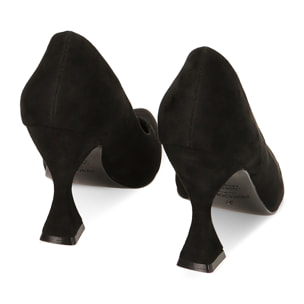 Décolleté nere in microfibra, tacco 9 cm