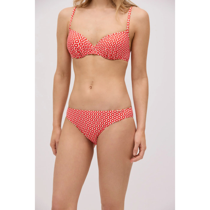 Slip bikini stampato in piqué