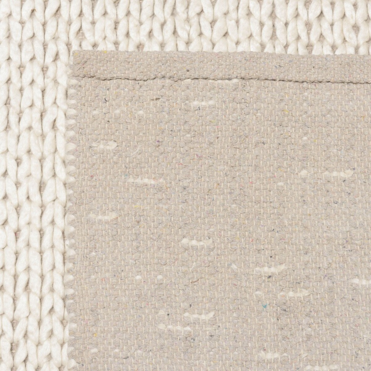 QUENTIN - Tapis rectangulaire 160x230cm en laine tissée couleur écru