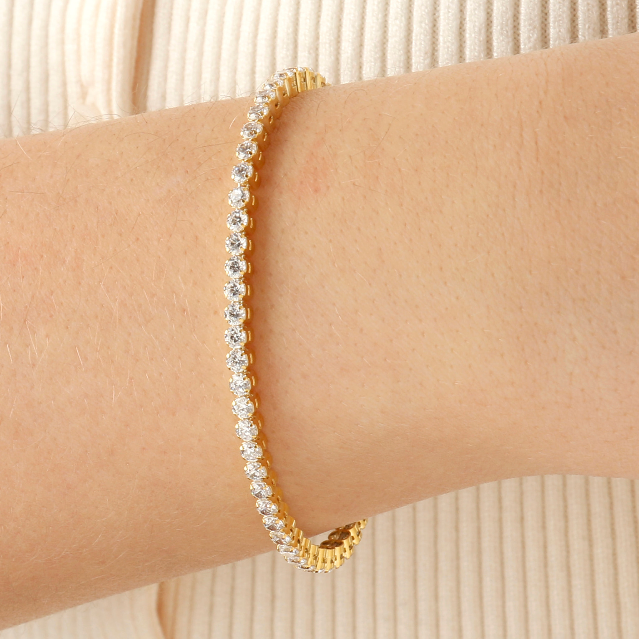 Bracciale Tennis Elastico Golden con Cubic Zirconia