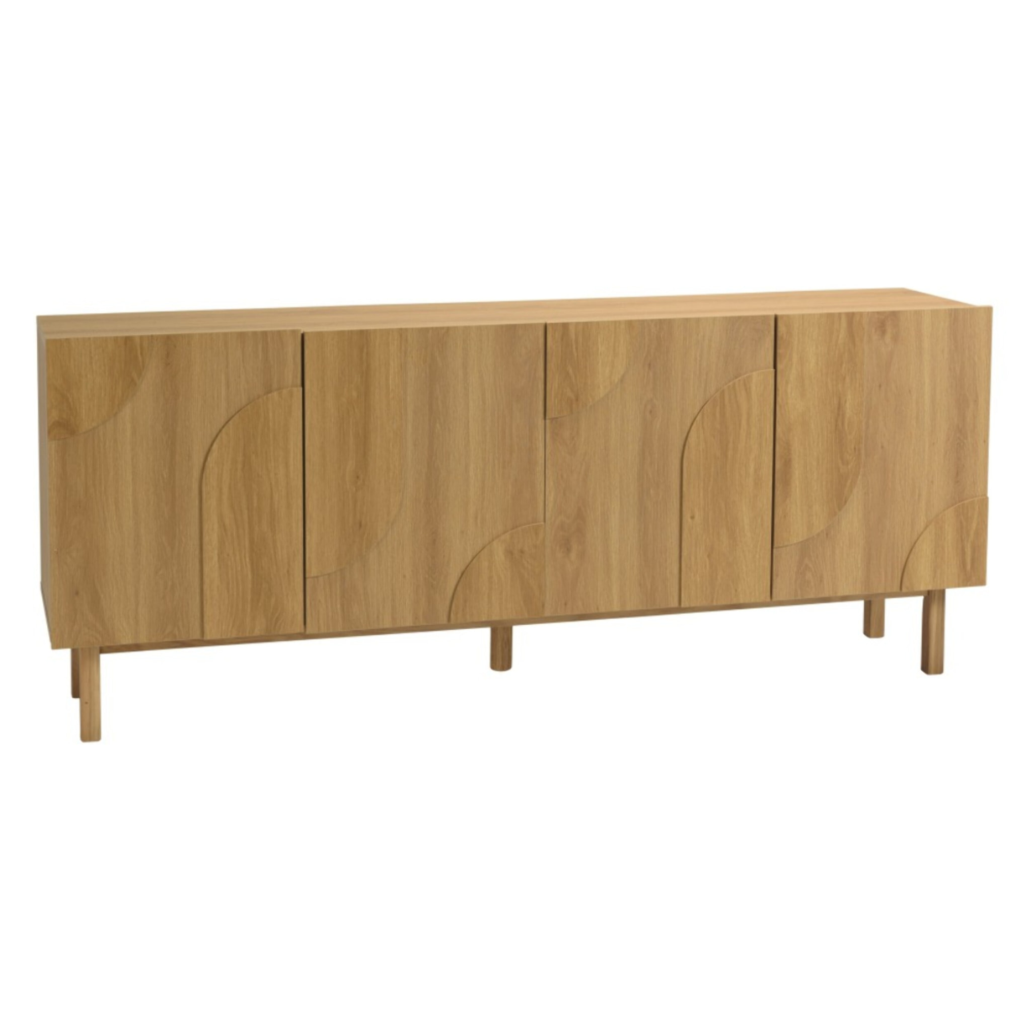 ETHAN - Buffet couleur naturelle 4 portes décor motif arrondi