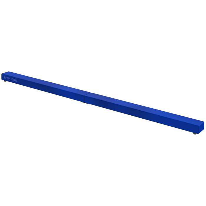 Poutre gymnastique pliable 210 cm - poutre d'équilibre antidérapante - bois de pin revêtement flanelle bleu