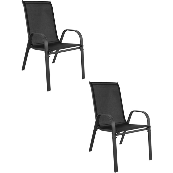 Set di 2 sedie da giardino Sofia in metallo e textilene nero