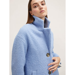 Motivi - Cappotto monopetto in panno bouclé - Azzurro