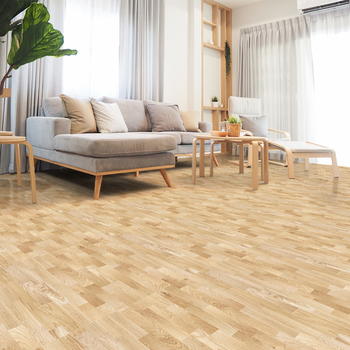 Revêtement sticker sol - PARQUET BOIS CLAIR - Rouleau adhésif Protection Anti-dérapant