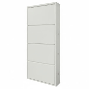 Scarpiera Slim In Metallo 4 Ante A Ribalta Ultra Sottile Salvaspazio Mobile Portascarpe Moderno Ingresso Camera Corridoio 138 x 50 x 15 Cm Grigio