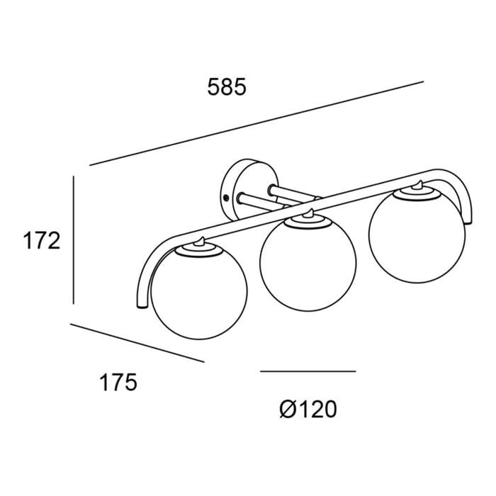 Forlight Sfera apliqiue triple esferico para bombilla G9 en color negro