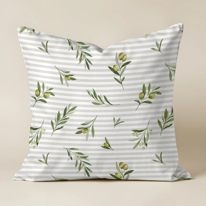 Housse de coussin Oliver - 100% coton - Beige et vert - 50x50 cm