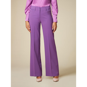 Oltre - Pantalón modelo palazzo de tejido técnico elástico - Violeta