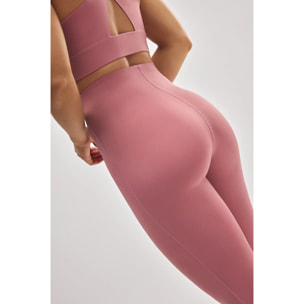 Leggings sportivi a compressione lunghi e piatti in rosa