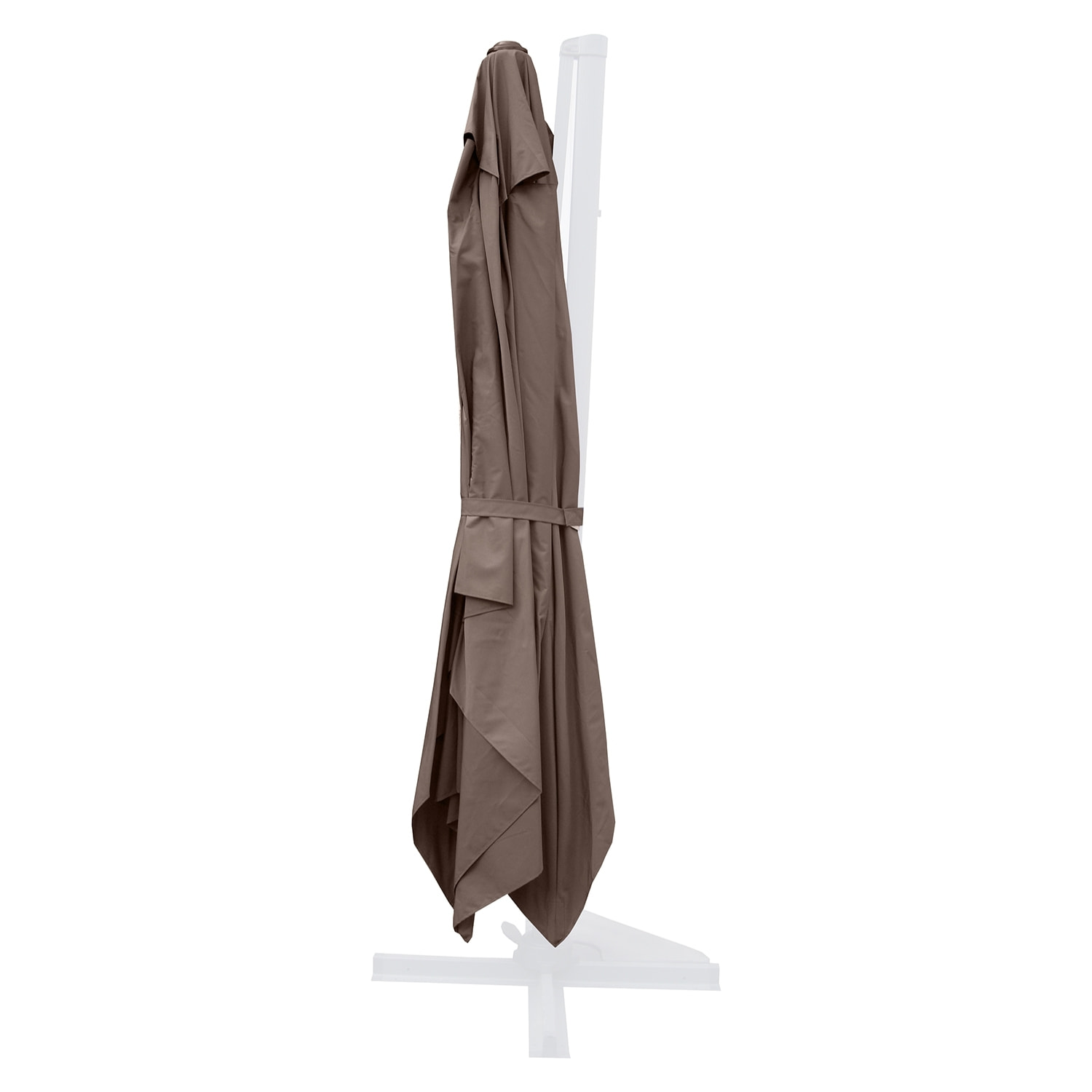NAVIA Bundle parasol rectangulaire 3x4m déporté rotatif marron aluminium + housse