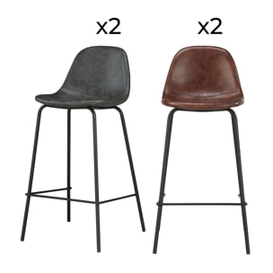 Pack 4 chaises pour îlot central Henrik marron et gris/noir 65 cm